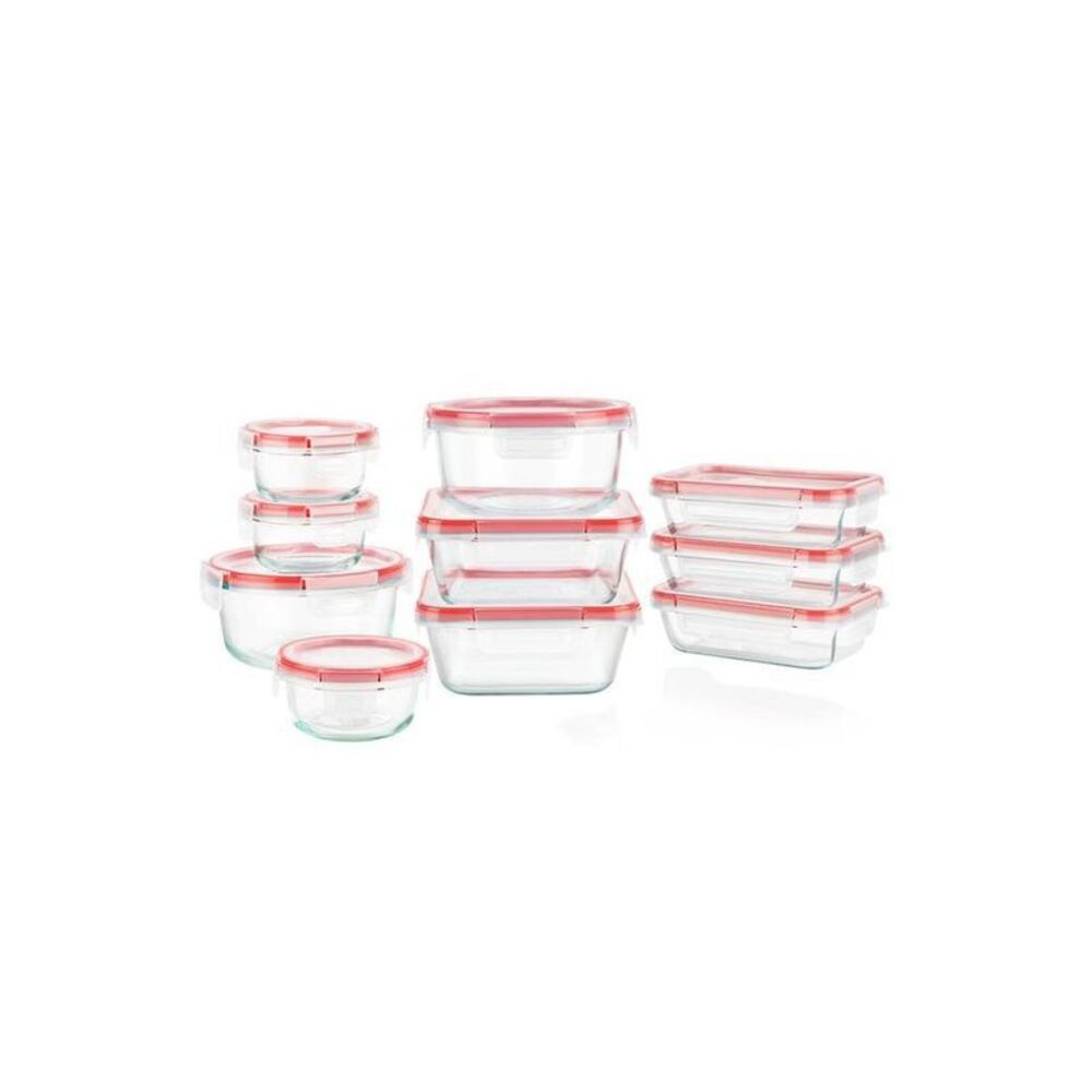 Pyrex -  20pc Glass Freshlock Food Storage Set: Glass Red